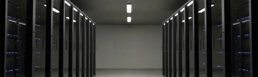 Rows of servers in a data centre